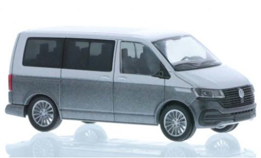 Modelauto Volkswagen T6 T6.1 .1 grijs/metallic grijs court- empattement 1/87 Rietze