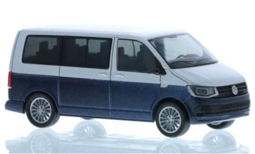 Modelauto Volkswagen T6 T6 grijs/metallic blauw court- empattement 1/87 Rietze