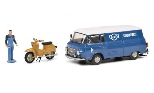 Modelauto Barkas B 1000 utilitaire Simson Kundendienst avec figurine et Simson Schwalbe KR51 1/43 Schuco