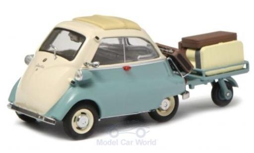 Modelauto Bmw Isetta citadine turquoise/beige met Anh&Atilde;&curren;nger en Gep&Atilde;&curren;ck 1/43 Schuco