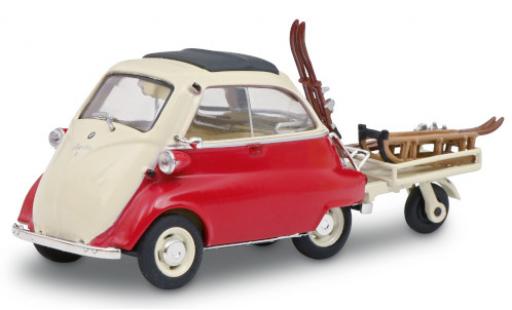 Modelauto Bmw Isetta citadine rood/beige Wintersport 1955 met Autoporter Anh&Atilde;&curren;nger 1/43 Schuco