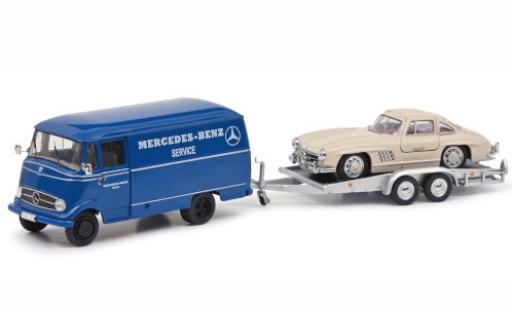 Modelauto Mercedes L319 Base Benz Service avec Remorque de voiture et 300 SL 1/43 Schuco