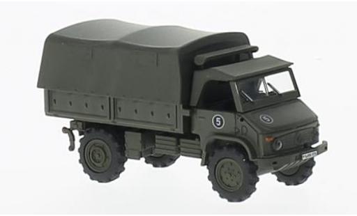 Modelauto Mercedes Unimog 401-404 S404 olijfgroen Bundeswehr plateforme-toile 1/87 Schuco
