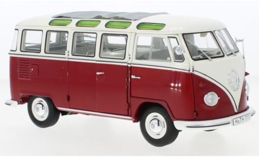Modelauto Volkswagen T1 B Samba rood/wit 1/18 Schuco