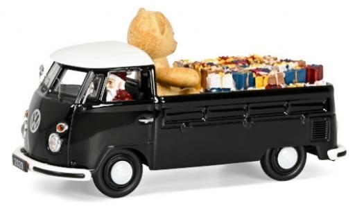 Modelauto Volkswagen T1 Base laadbak zwart/wit Christmas Edition 2020 avec charge et figurine de conducteur 1/43 Schuco