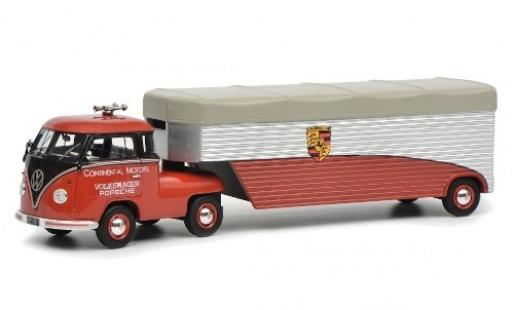 Modelauto Volkswagen T1 Base Renntransporter rood/zwart Continental Motors 1/64 Schuco