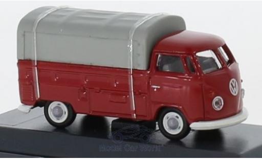 Modelauto Volkswagen T1 B laadbak rood/grijs met Plane 1/87 Schuco