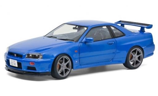 Modelauto Nissan Skyline R34 GT-R () metallic blauw RHD 1999 1/18 Solido