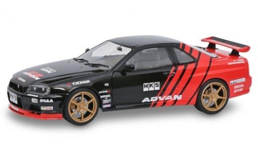 Modelauto Nissan Skyline R34 GT-R () zwart/rood RHD Advan 1999 1/18 Solido
