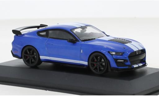 Modelauto Ford Mustang Shelby GT500 Ford Mustang Fast Track metallic blauw/wit 2020 1/43 Solido