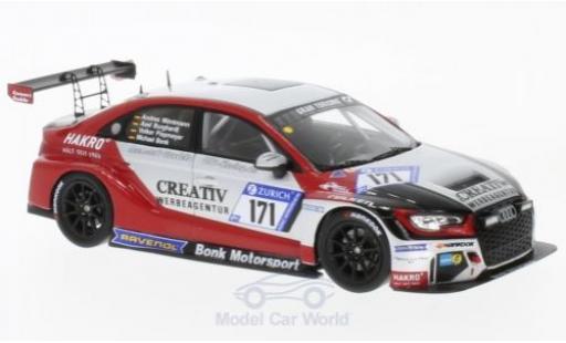 Modelauto Audi RS3 lms No.171 Bonk Motorsport 24h N&Atilde;&frac14;rburgring 2017 M.Bonk/V.Piepmeyer/A.Burghardt/A.M&Atilde;&para;ntmann 1/43 Spark