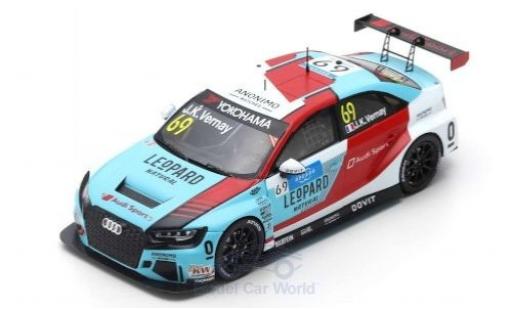 Modelauto Audi RS3 lms No.52 Leopard Racing Team Sport WTCR Marrakesh 2019 G.Shedden 1/43 Spark