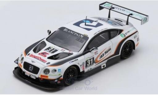 Modelauto Bentley Continental course GT3 RHD No.31 Team Parker Racing 24h Spa 2018 R.Smith/D.Pierce/A.Meyrick/S.Morris 1/43 Spark