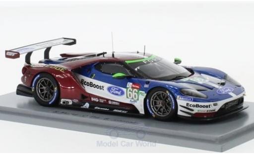 Modelauto Ford GT GTE No.66 Chip Ganassi Team UK 24h Le Mans 2018 S.M&Atilde;&frac14;cke/O.Pla/B.Johnson 1/43 Spark