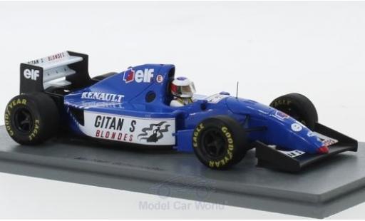 Modelauto Ligier JS3 Base 9B Gitanes formule 1 Test Estoril 1994 met Decals M.Schumacher 1/43 Spark