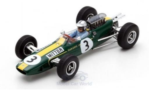 Modelauto Lotus 25 Base No.3 formule 1 GP Duitsland 1965 G.Mitter 1/43 Spark