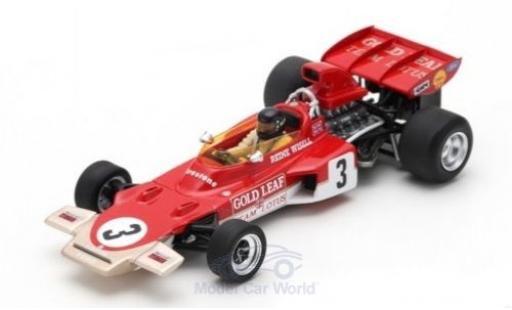 Modelauto Lotus 72 72D D No.3 Gold Leaf formule 1 GP Kanada 1971 met Decals R.Wisell 1/43 Spark