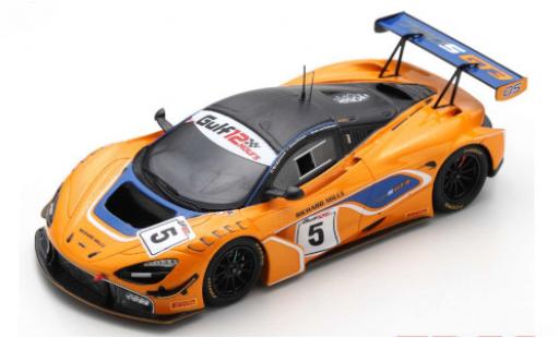Modelauto McLaren 720 GT3 S No.5 12h Gulf 2018 B.Barnicoat/A.Parente/S.van Gisbergen 1/43 Spark
