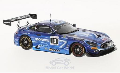 Modelauto Mercedes AMG GT GT3 3 No.18 zwart Falcon 24h Spa 2017 A.Al Faisal/H.Haupt/G.Piana/R.van der Zande 1/43 Spark