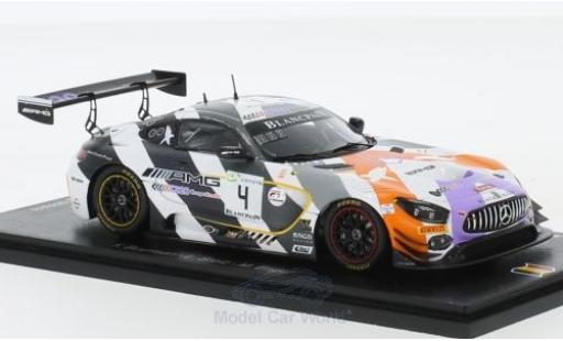 Modelauto Mercedes AMG GT GT3 3 No.4 zwart Falcon Team 24h Spa 2018 Y.Buurman/L.Stolz/M.Engel 1/43 Spark
