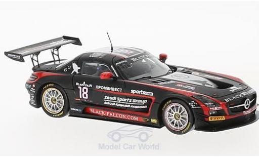 Modelauto Mercedes SLS GT3 AMG No.18 zwart Falcon 24h Spa 2014 R.Muscat/V.Lunkin/T.Al Faisal/C.Bracke 1/43 Spark
