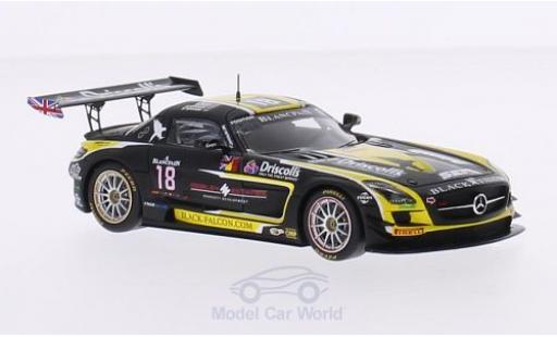 Modelauto Mercedes SLS GT3 AMG No.18 zwart Falcon Racing 24h Spa 2015 O.Morley/S.Johnston/M.Engel/B.Schneider 1/43 Spark