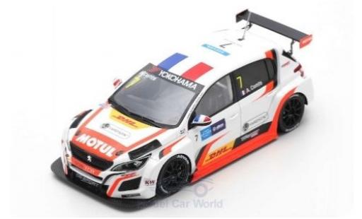 Modelauto Peugeot 308 TCR No.7 DG Sport Competition Race WTCR Macau Guia Race 2018 A.Comte 1/43 Spark