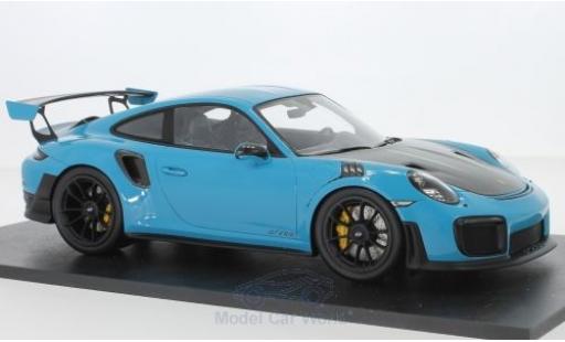 Modelauto Porsche 911 GT2 RS (991.2) blauw/carbon 2018 1/18 Spark