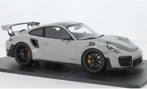 Modelauto Porsche 911 GT2 RS (991.2) grijs/carbon 2018 Weissach Package 1/18 Spark