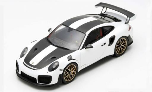 Modelauto Porsche 911 GT2 RS Weissach Package wit/mat-zwart 2018 1/12 Spark