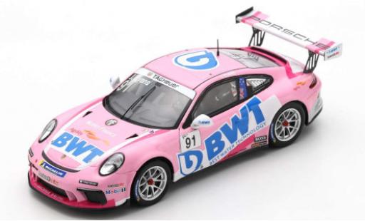 Modelauto Porsche 911 GT3 (991) Cup No.91 BWT Carrera Cup France 2020 J.Evans 1/43 Spark
