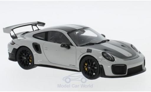 Modelauto Porsche 911 GT2 RS ( II) grijs/zwart 2018 Weissach Package 1/43 Spark