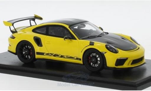 Modelauto Porsche 911 GT3 RS ( II) geel/zwart 2018 Weissach Package 1/43 Spark