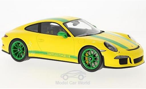 Modelauto Porsche 911 R geel/groen 2016 1/18 Spark