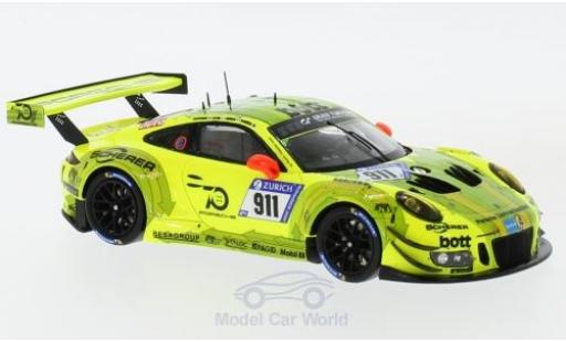Modelauto Porsche 911 GT3 R No.911 Manthey Racing 24h N&Atilde;&frac14;rburgring 2018 K.Estre/.Dumas/L.Vanthoor/E.Bamber 1/43 Spark