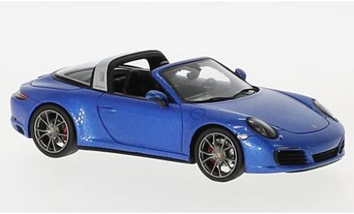 Modelauto Porsche 911 Targa 4S metallic blauw 2017 1/43 Spark