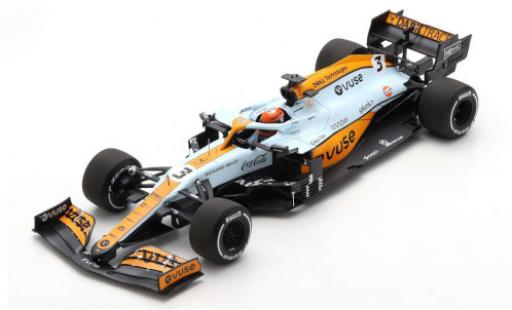 Modelauto McLaren F1 MCL35M No.3 Team Gulf formule 1 GP Monaco 2021 1/18 Spark