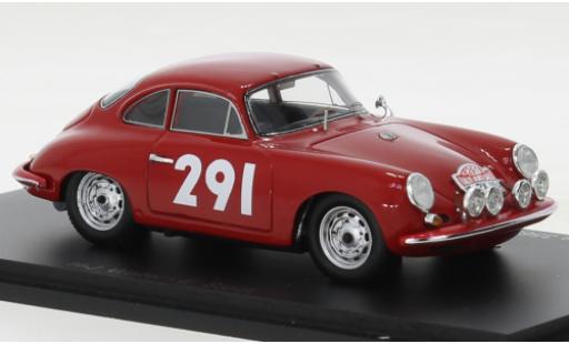 Modelauto Porsche 356 B B T6 Carrera 2 GT rood No.291 Rally Monte Carlo 1963 1/43 Spark