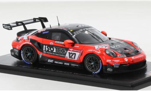 Modelauto Porsche 911 GT3 Cup No.127 KKr&Atilde;&curren;mer Racing 24h N&Atilde;&frac14;rburgring 2022 1/43 Spark