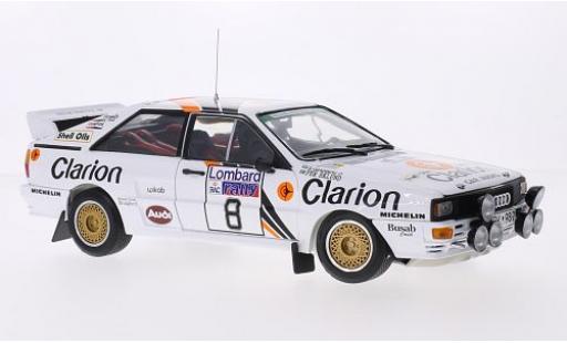 Modelauto Audi Quattro a2 No.8 Clarion Rally WM RAC Rally 1985 P.Eklund/B.Cederberg 1/18 Sun Star