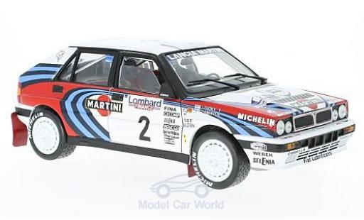 Modelauto Lancia Delta HF Integrale 16V No.2 Martini RAC Rally 1991 J.Kankkunen/J.Piironen zonder Vitrine 1/18 Sun Star
