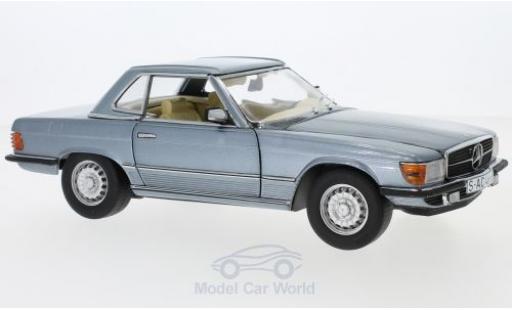Modelauto Mercedes 350 Base SL (R107) metallic blauw 1977 HardTop 1/18 Sun Star