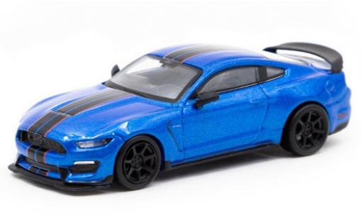 Modelauto Ford Mustang Shelby GT350 GT350R metallic blauw/zwart 1/64 Tarmac Works
