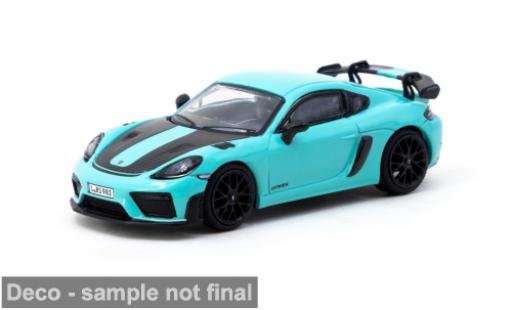 Modelauto Porsche 718 GT4 RS turquoise/zwart 1/64 Tarmac Works
