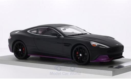 Modelauto Aston Martin Vanquish coupe mat-zwart/metallic lila met rotem Interieur 1/18 Tecnomodel