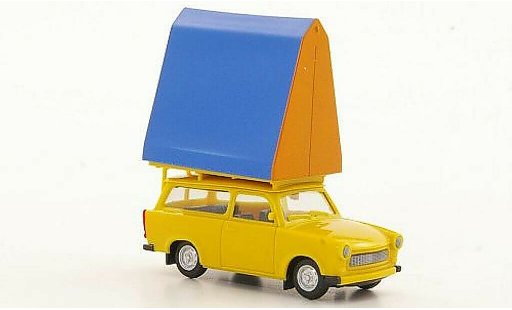 Trabant 601 Universal 1/87 Herpa geel met dakzelt modelauto