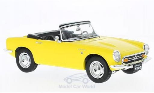 Modelauto Honda S800 Roadster Cabrio geel 1966 zonder Vitrine 1/18 Triple 9 Collection