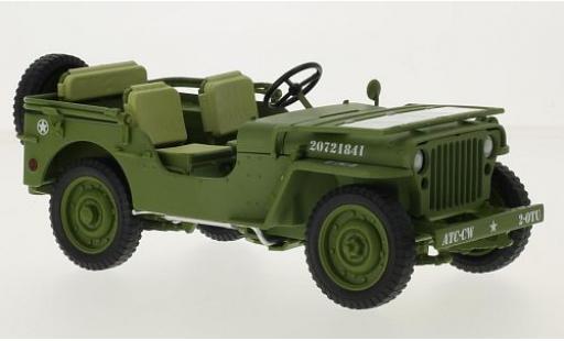 Modelauto Jeep Willys Militaire mat-olijfgroen/wit U.S. Army - Military Politie 1941 1/18 Triple 9 Collection