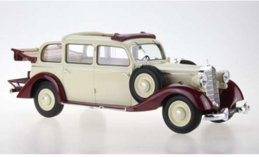 Modelauto Mercedes 260 Base D (W138) Pullman Landaulet beige/rood 1936 komplett ougroens/es kap 1/18 Triple 9 Collection