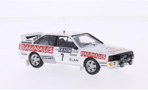 Modelauto Audi Quattro rallye No.7 Bauhaus J&Atilde;&curren;nner Rally 1984 B.Waldegaard/F.Wurz 1/43 Trofeu
